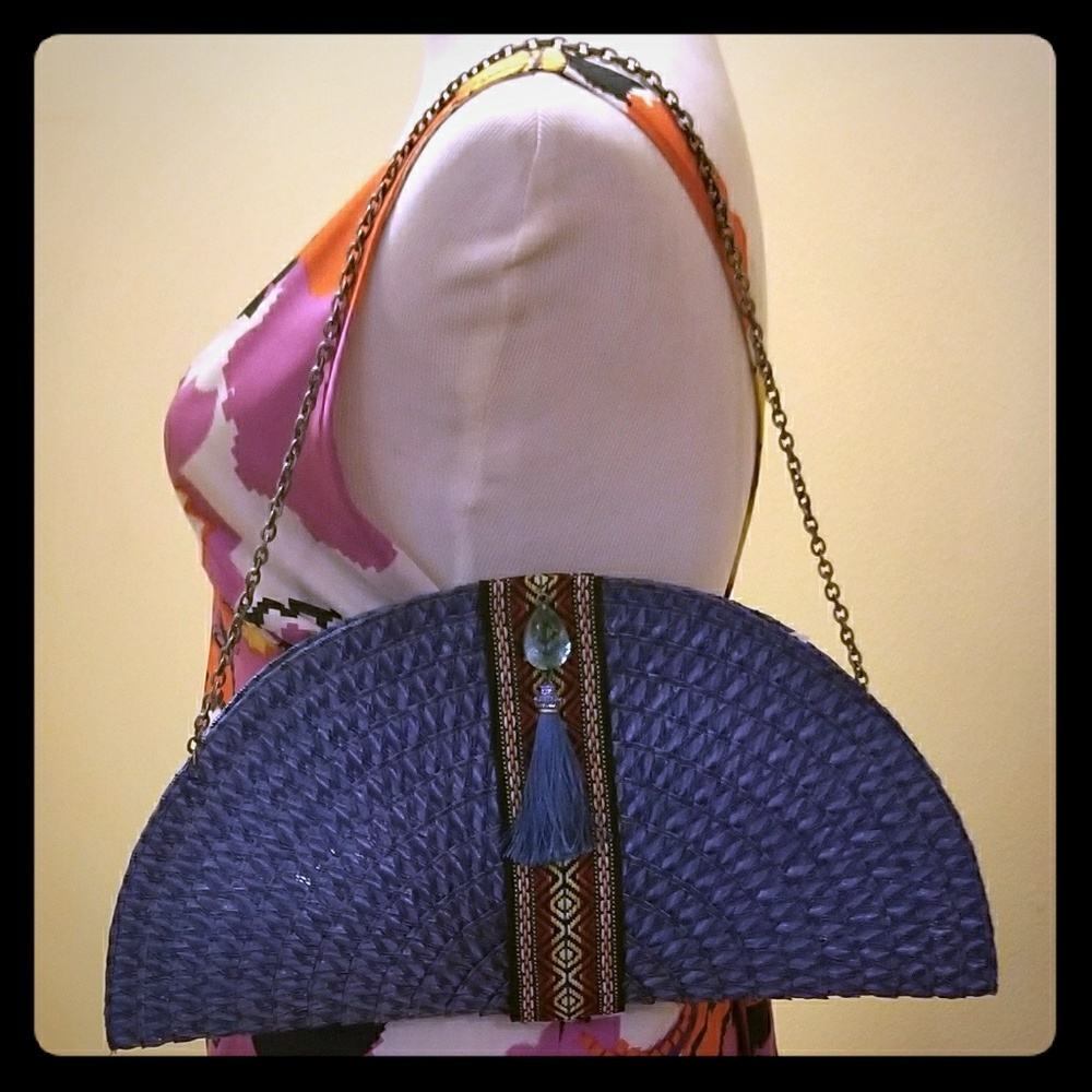 Blue straw bag